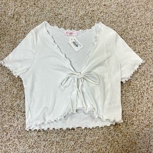 NWT BlueBlush Large White Front-Tie Top